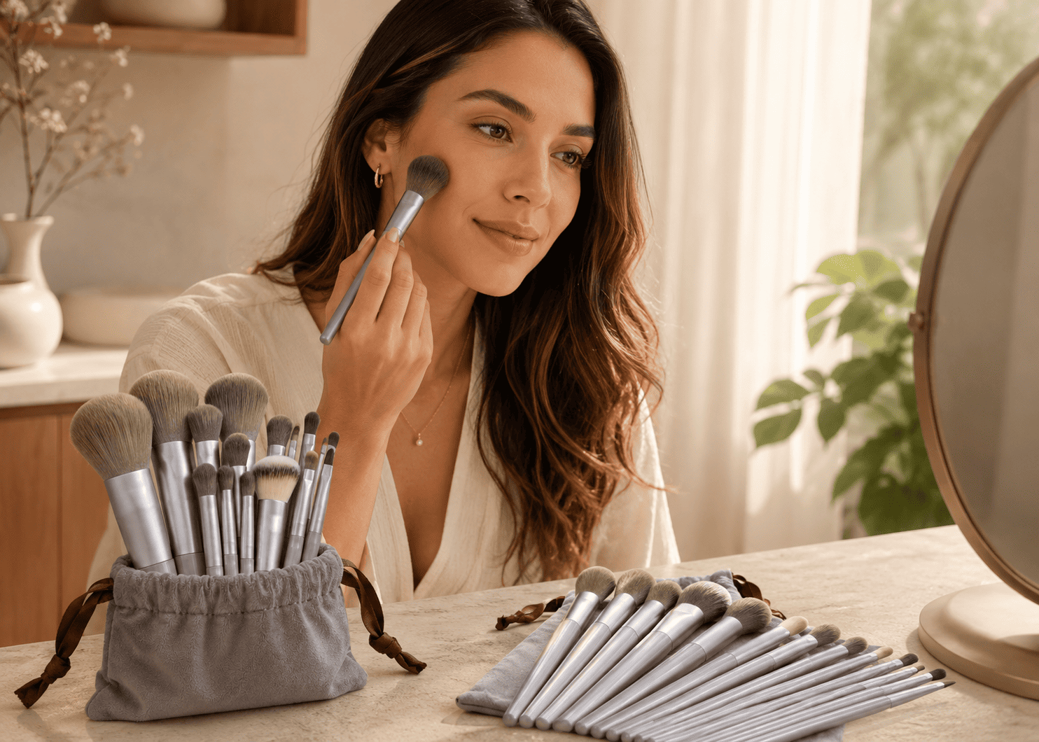 Zeniar Pinc&eacute;lia 13 em uso em um momento de maquiagem